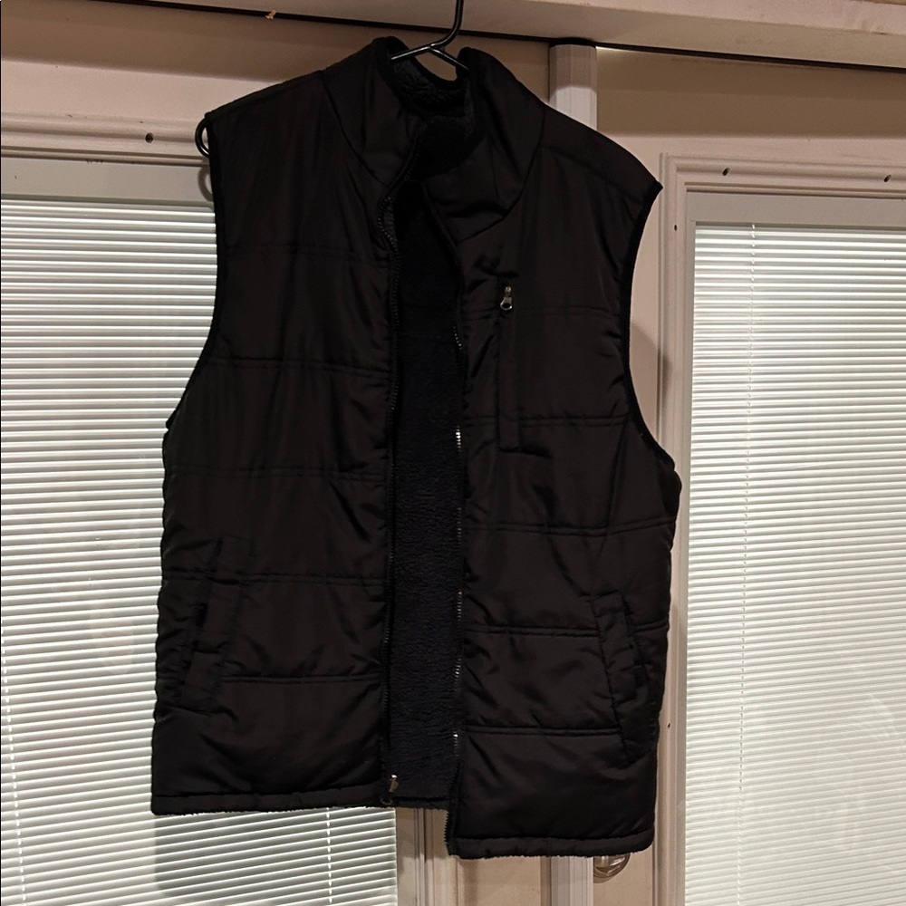 Men's Black Quilted Puffer Vest with Stand Collar